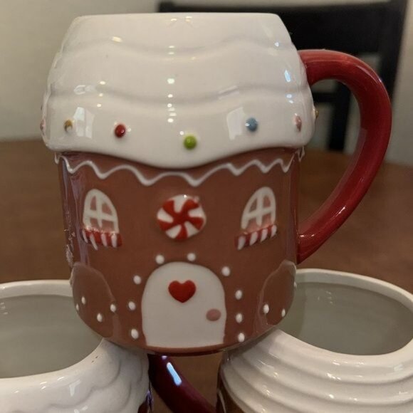Gingerbread House Mug Set - 3 Piece Ceramic Holiday Cups - Picture 2 of 9